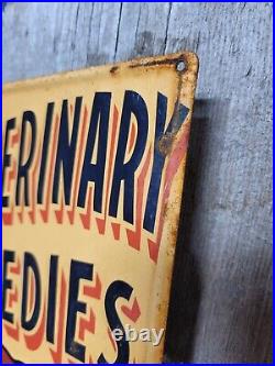 Vintage Carswell Sign Old Embossed Metal Advertising Veterinary Remedies Dog 29