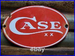 Vintage Case Porcelain Sign Knife Knive Sporting Goods Sharp Edge Cutlery Oval