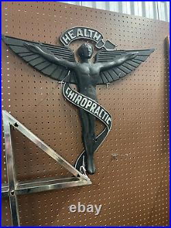 Vintage Cast Aluminum Chiropractor Angel Health Doctor Caduceus Advertising SIGN