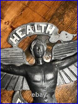 Vintage Cast Aluminum Chiropractor Angel Health Doctor Caduceus Advertising Sign