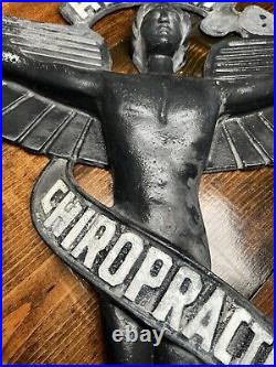 Vintage Cast Aluminum Chiropractor Angel Health Doctor Caduceus Advertising Sign