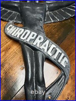 Vintage Cast Aluminum Chiropractor Angel Health Doctor Caduceus Advertising Sign