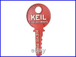 Vintage Cast Iron Red Painted Trade Advertising Sign Keil Key Charlestown NH