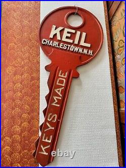 Vintage Cast Iron Trade Sign Keil Charlestown NH Key Advertising Sign