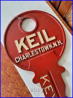 Vintage Cast Iron Trade Sign Keil Charlestown NH Key Advertising Sign