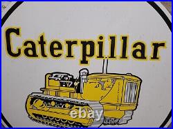 Vintage Caterpillar Porcelain Sign 30 2-sided Construction Equipment Excavator