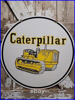 Vintage Caterpillar Porcelain Sign 30 2-sided Construction Equipment Excavator