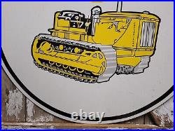 Vintage Caterpillar Porcelain Sign 30 2-sided Construction Equipment Excavator