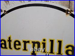 Vintage Caterpillar Porcelain Sign 30 2-sided Construction Equipment Excavator