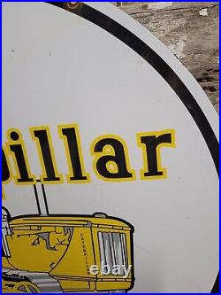 Vintage Caterpillar Porcelain Sign 30 2-sided Construction Equipment Excavator