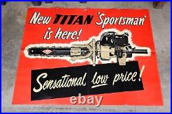 Vintage Chainsaw Store Display sign Titan Sportsman Poster Advertising Tool