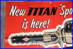 Vintage Chainsaw Store Display sign Titan Sportsman Poster Advertising Tool