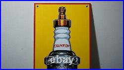 Vintage Champion Porcelain Sign Gas Metal Pump Plate Oil Gasoline Rare Service