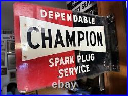 Vintage Champion Spark Plug Sign Flange Authentic RARE