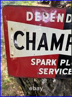 Vintage Champion Spark Plug Sign Flange Authentic RARE