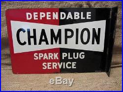 Vintage Champion Spark Plugs Sign Antique Automotive Part Store Dealer 9132