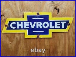 Vintage Chevrolet Porcelain Gas Sign Truck Bowtie Emblem Oil 20 Used Car Dealer