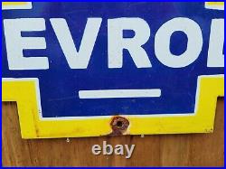 Vintage Chevrolet Porcelain Gas Sign Truck Bowtie Emblem Oil 20 Used Car Dealer