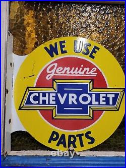 Vintage Chevrolet Porcelain Sign 18 Flange Automobile Dealership Advertising