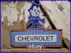 Vintage Chevrolet Porcelain Sign Old Felix Chevy Dealership Sign Car Truck Sales