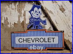 Vintage Chevrolet Porcelain Sign Old Felix Chevy Dealership Sign Car Truck Sales