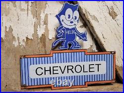 Vintage Chevrolet Porcelain Sign Old Felix Chevy Dealership Sign Car Truck Sales