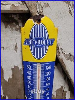 Vintage Chevrolet Porcelain Sign Thermometer Used Car Dealer Truck Sales Garage