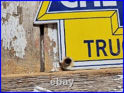 Vintage Chevrolet Porcelain Sign Used Truck Service Chevy Dealer Car Auto Sales