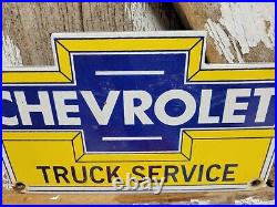 Vintage Chevrolet Porcelain Sign Used Truck Service Chevy Dealer Car Auto Sales