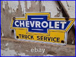 Vintage Chevrolet Porcelain Sign Used Truck Service Chevy Dealer Car Auto Sales