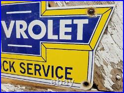 Vintage Chevrolet Porcelain Sign Used Truck Service Chevy Dealer Car Auto Sales