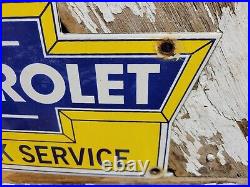 Vintage Chevrolet Porcelain Sign Used Truck Service Chevy Dealer Car Auto Sales