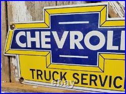 Vintage Chevrolet Porcelain Sign Used Truck Service Chevy Dealer Car Auto Sales