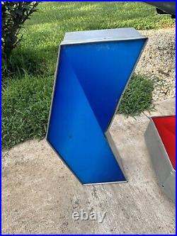 Vintage Chevron Dealer Neon Arrow Signs Original Gas Oil Advertising Sign