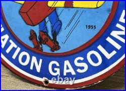 Vintage Chevron Gasoline Porcelain Sign Gas Station Pump Oil Service Disney