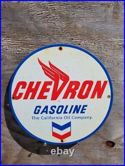 Vintage Chevron Porcelain Sign California Oil Company Gas Station Pump Plate 12