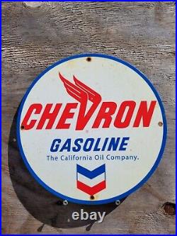 Vintage Chevron Porcelain Sign California Oil Company Gas Station Pump Plate 12
