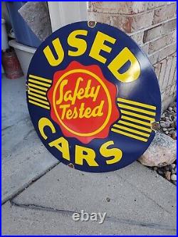 Vintage Chevy Chevrolet OK Used Cars Sign Metal Porcelain 30 Gas Oil Safety Tes