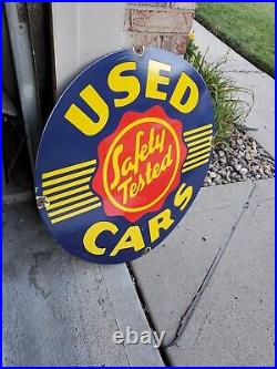 Vintage Chevy Chevrolet OK Used Cars Sign Metal Porcelain 30 Gas Oil Safety Tes