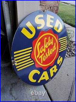 Vintage Chevy Chevrolet OK Used Cars Sign Metal Porcelain 30 Gas Oil Safety Tes