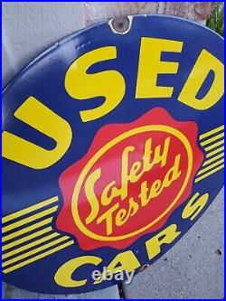 Vintage Chevy Chevrolet OK Used Cars Sign Metal Porcelain 30 Gas Oil Safety Tes