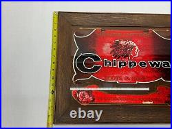 Vintage Chippewa Boots Store Display Advertising Sign Mirror Indian Head Red