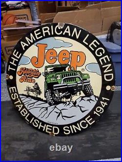 Vintage Chrysler Jeep Wrangler Sign Metal Porcelain American Legend Dodge 4x4