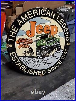 Vintage Chrysler Jeep Wrangler Sign Metal Porcelain American Legend Dodge 4x4