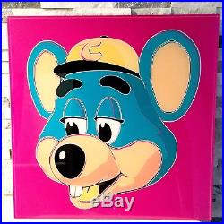 Vintage Chuck E Cheese Showbiz Pizza Advertising Sign Art Decor Pop Art