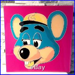 Vintage Chuck E Cheese Showbiz Pizza Advertising Sign Art Decor Pop Art