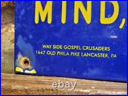 Vintage Church Porcelain Sign Christian Bible Verse Lancaster Gospel Religion Vintage Church Porcelain Sign Christian Bible Verse Lancaster Gospel Religion