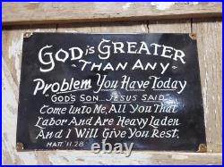 Vintage Church Porcelain Sign God Christian Bible Verse Religion Lords Prayer Vintage Church Porcelain Sign God Christian Bible Verse Religion Lords Prayer