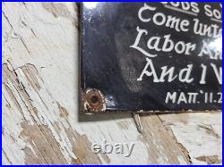 Vintage Church Porcelain Sign God Christian Bible Verse Religion Lords Prayer Vintage Church Porcelain Sign God Christian Bible Verse Religion Lords Prayer