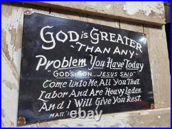 Vintage Church Porcelain Sign God Christian Bible Verse Religion Lords Prayer Vintage Church Porcelain Sign God Christian Bible Verse Religion Lords Prayer